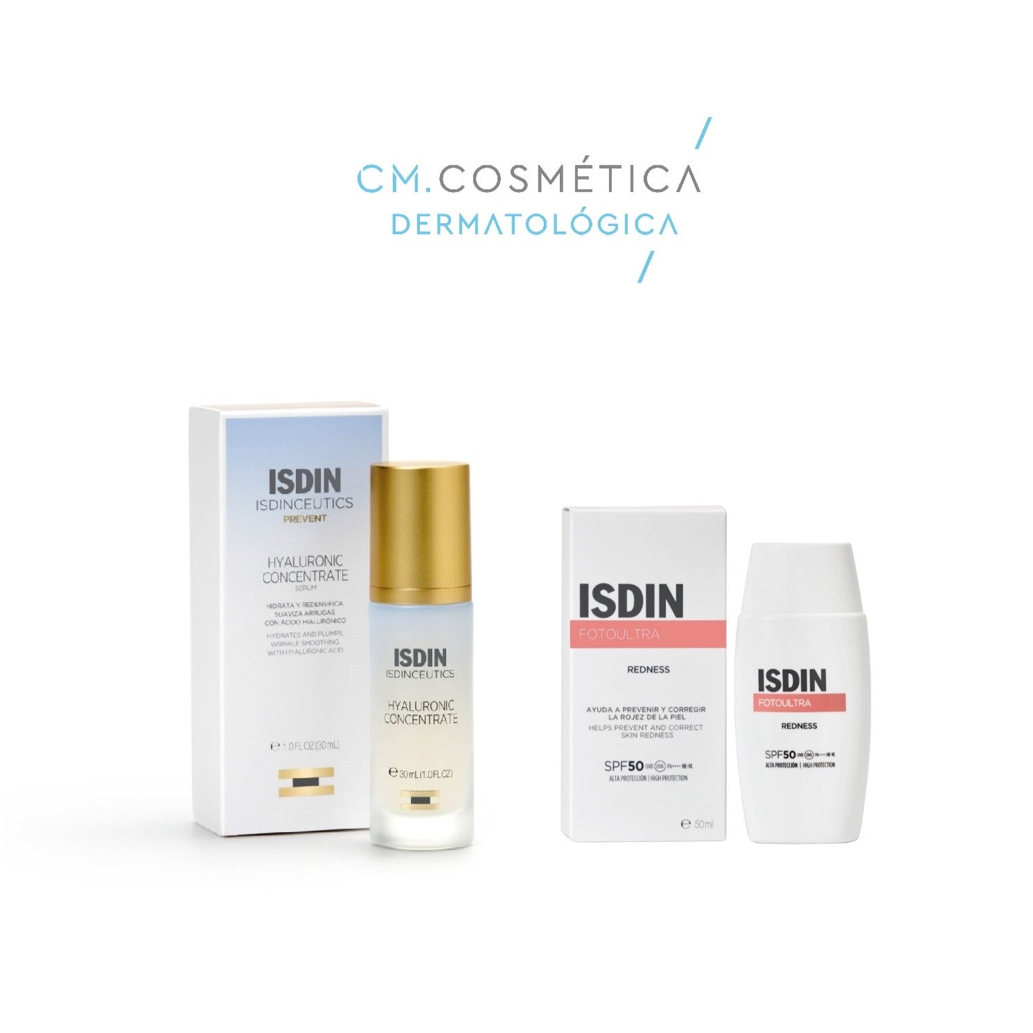 ISDIN Isdinceutics Hyaluronic Concentrate (30ml) + ISDIN Fotoultra Redness SPF 50 (50ml) PACK