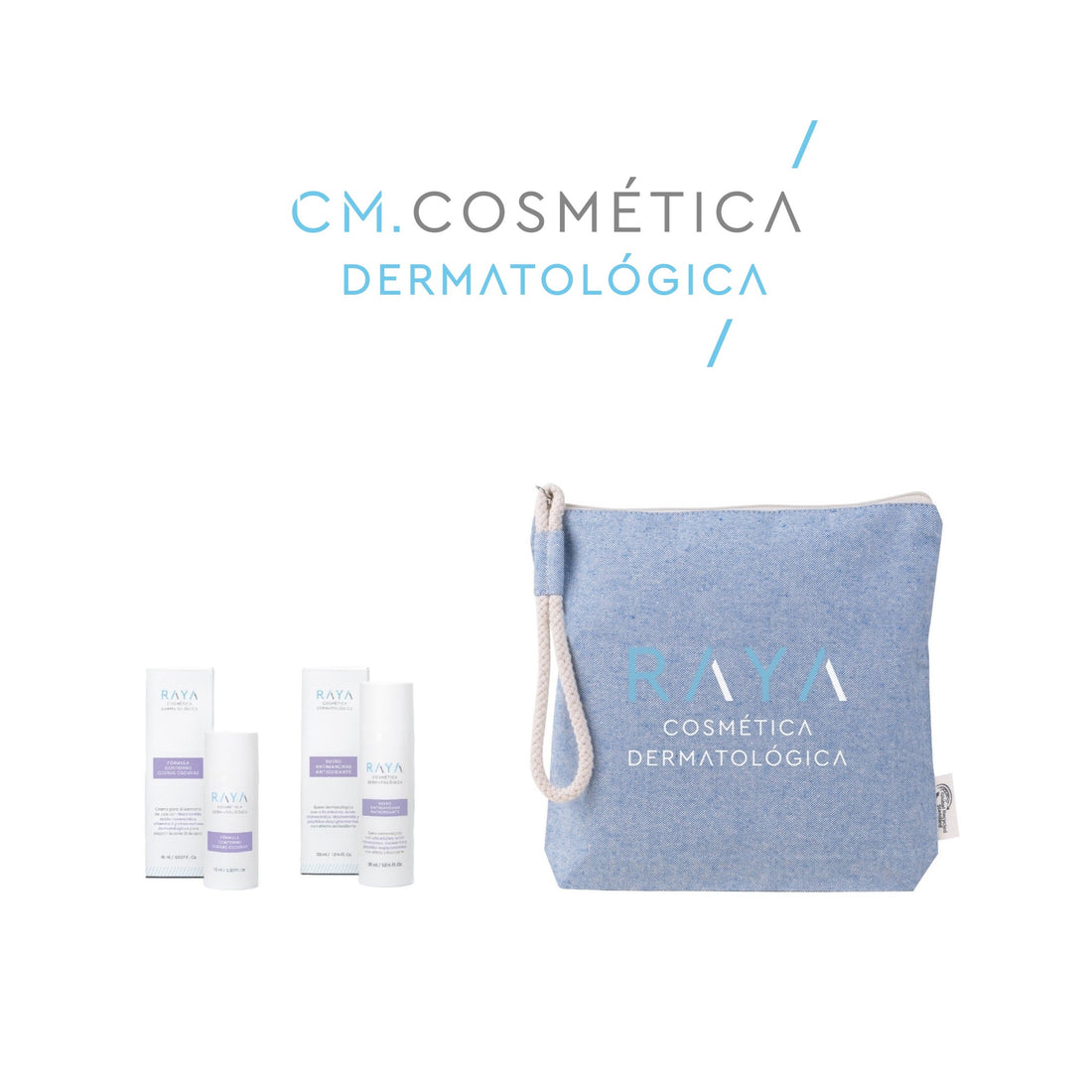 PACK LINEA DESPIGMENTANTE Suero Antimanchas Antioxidante + Fórmula Contorno Ojeras Oscuras de RAYA Cosmética Dermatológica + REGALO: Neceser