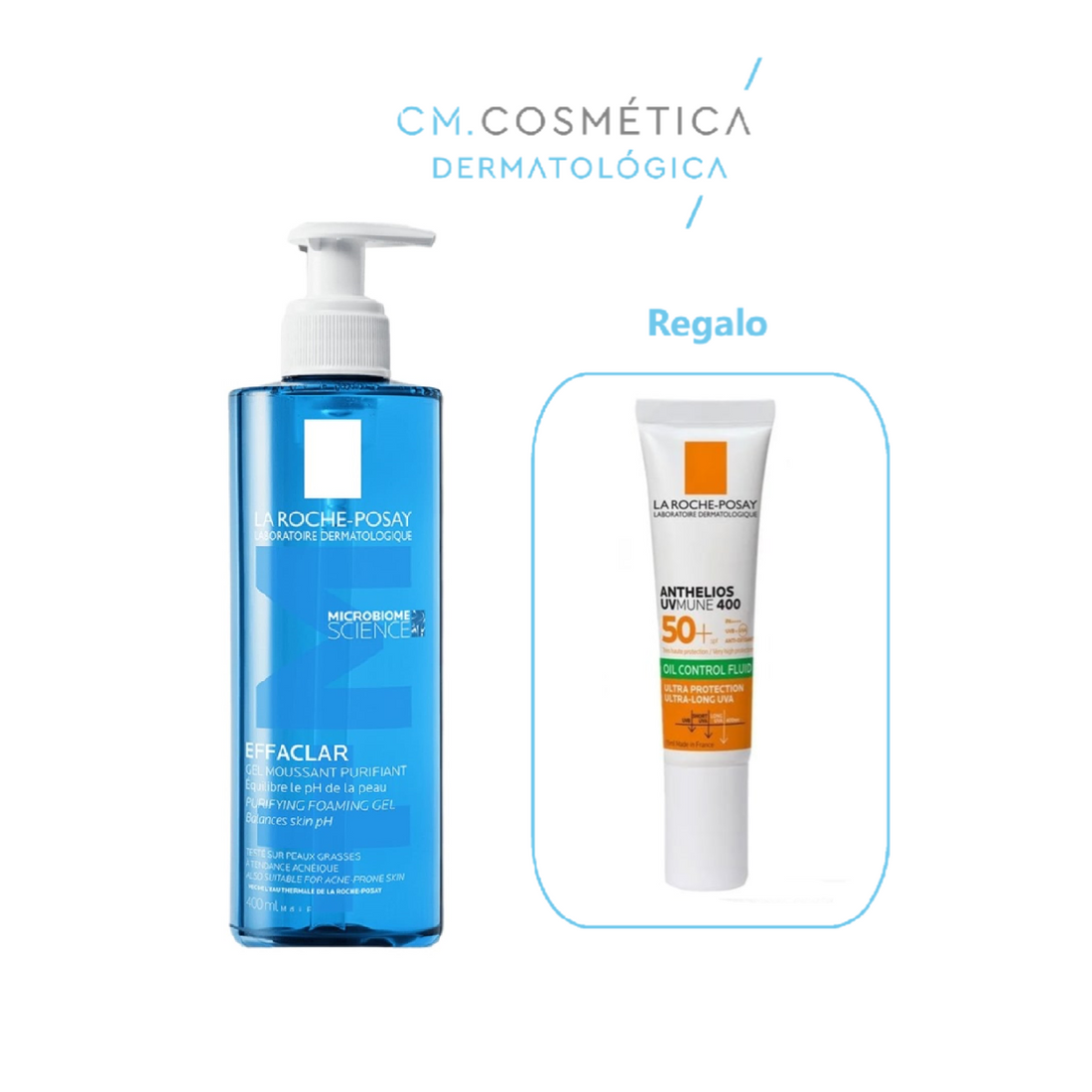 La Roche Posay Effaclar Gel Limpiador Purificante +M (400ml) + REGALO: Anthelios Uv-Mune 400 Oil Control Fluido SPF 50+ (15ml)