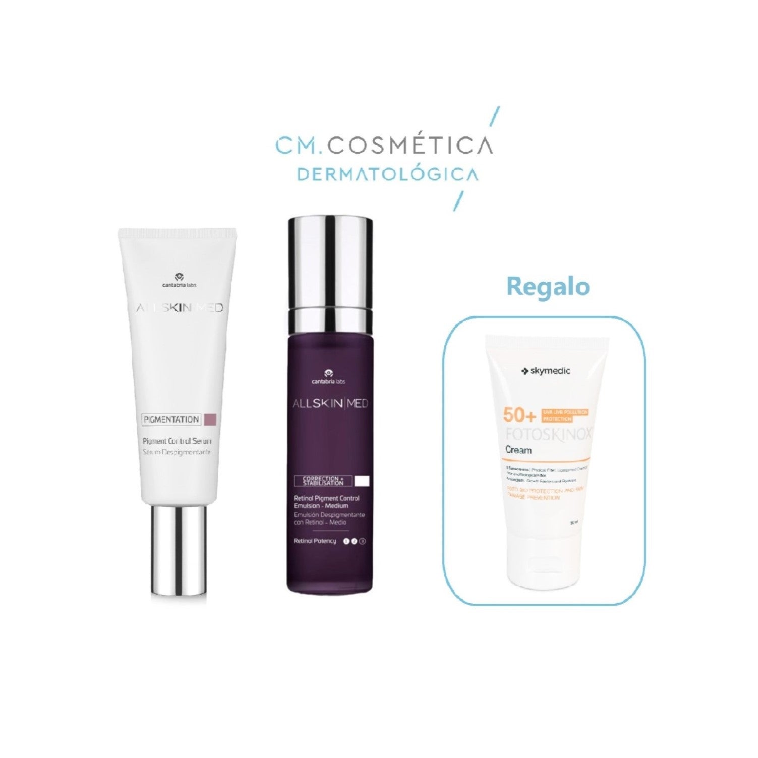 Pigmentation Serum Despigmentante (50ml) + Emulsion Despigmentante con Retinol 0,5% (50ml) + REGALO: Fotoskinox Crema SPF 50+ (50ml) PACK ANTIMANCHAS