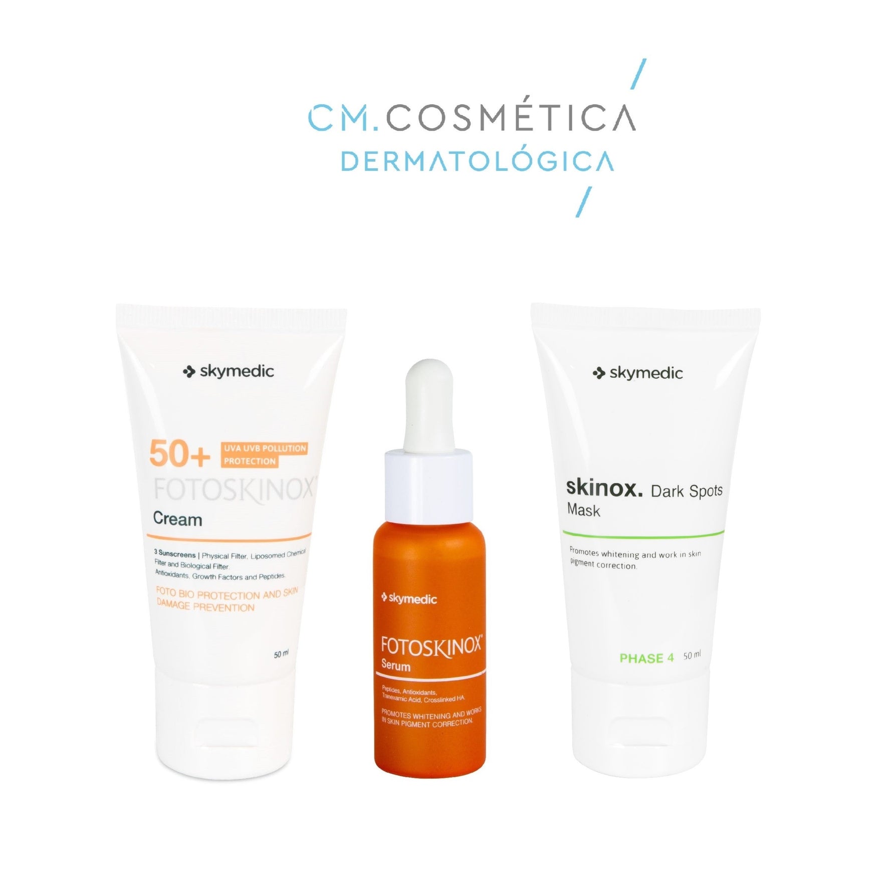 Fotoskinox Crema SPF 50+ (50ml)+Fotoskinox Serum (30ml)+Skinox Dark Spots Mask (50ml) PACK  ANTIMANCHAS