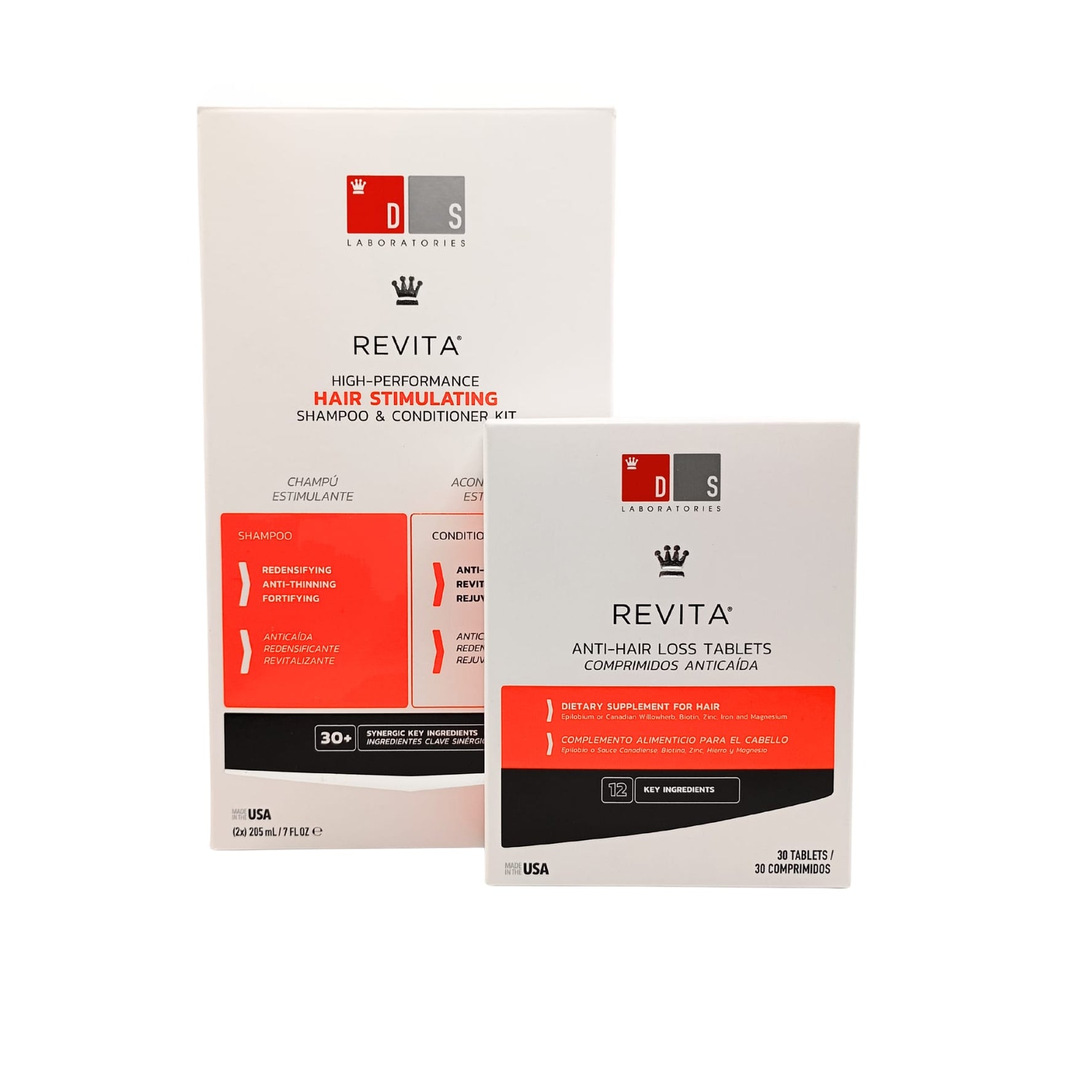 Revita Tratamiento Capilar Completo: Revita Hair Stimulating Champú + Acondicionador (205ml+205ml)+Revita (30 Comprimidos)