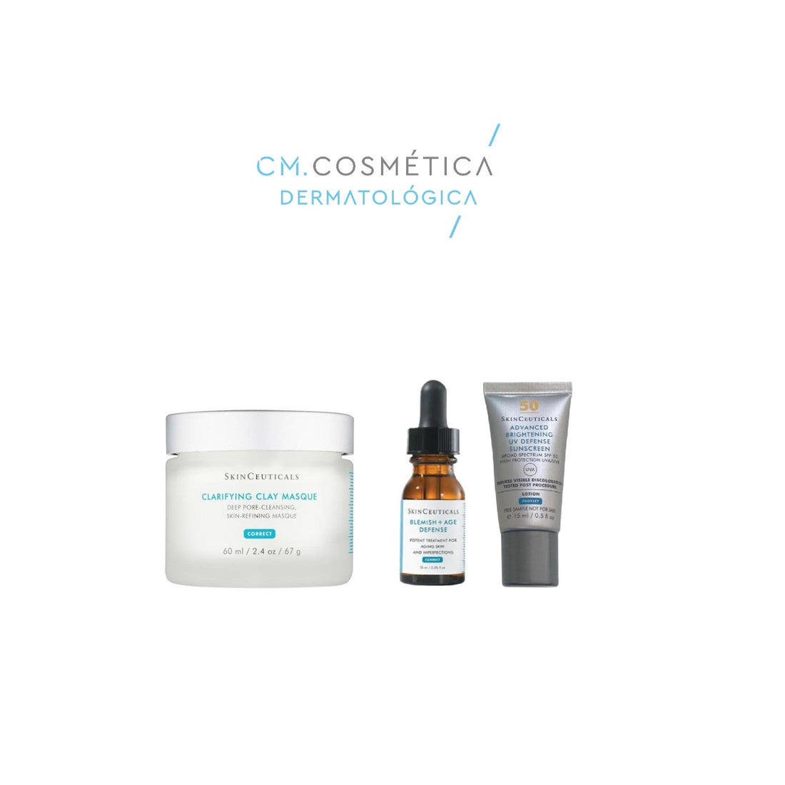 Skinceuticals Clarifying Clay Masque (60ml) + REGALO: Blemish & Age Serum (15ml) + Advanced Brightening SPF 50 (15ml) PACK