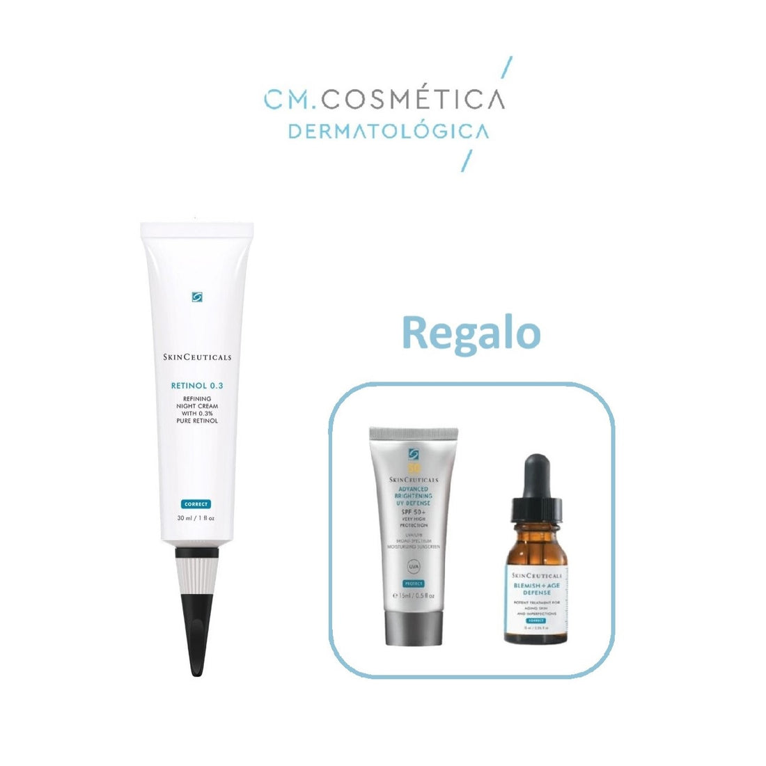 Retinol 0.3 (30ml) SKinceuticals REGALO: Blemish & Age Serum (15ml)+Advanced Brightening SPF 50 (15ml) PACK