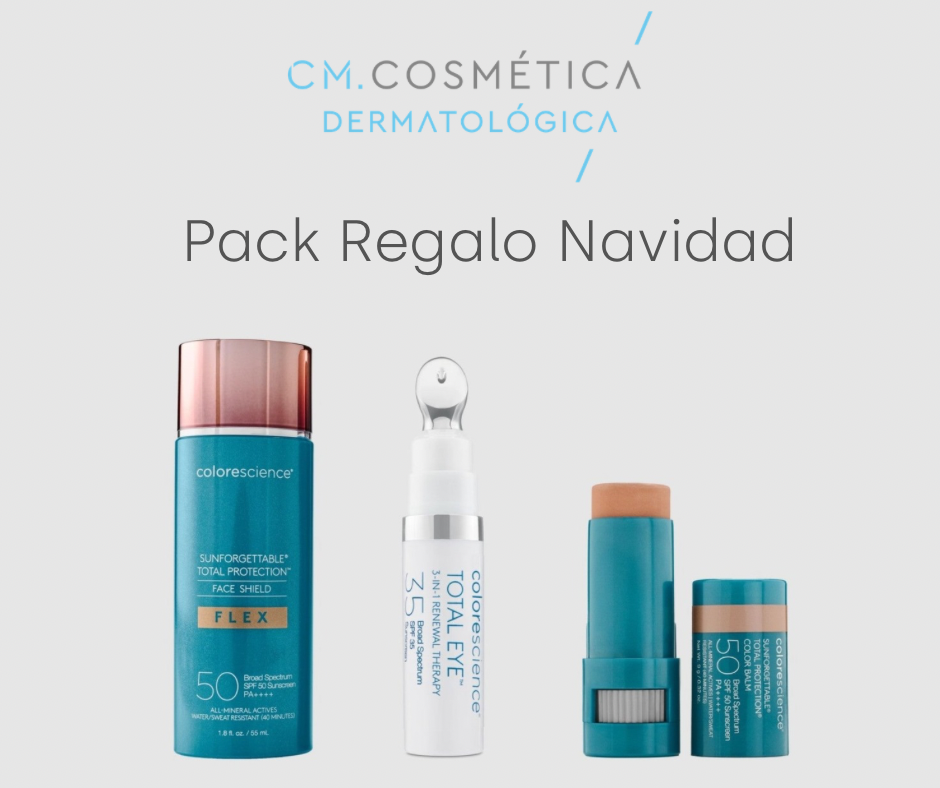 Colorescience Sunforgettable Total Flex tono MEDIO (55ml)+ Total Eye Contorno de Ojos MEDIO (7ml)+  Color Balm SPF 50 Tono GLOW (9g) PACK