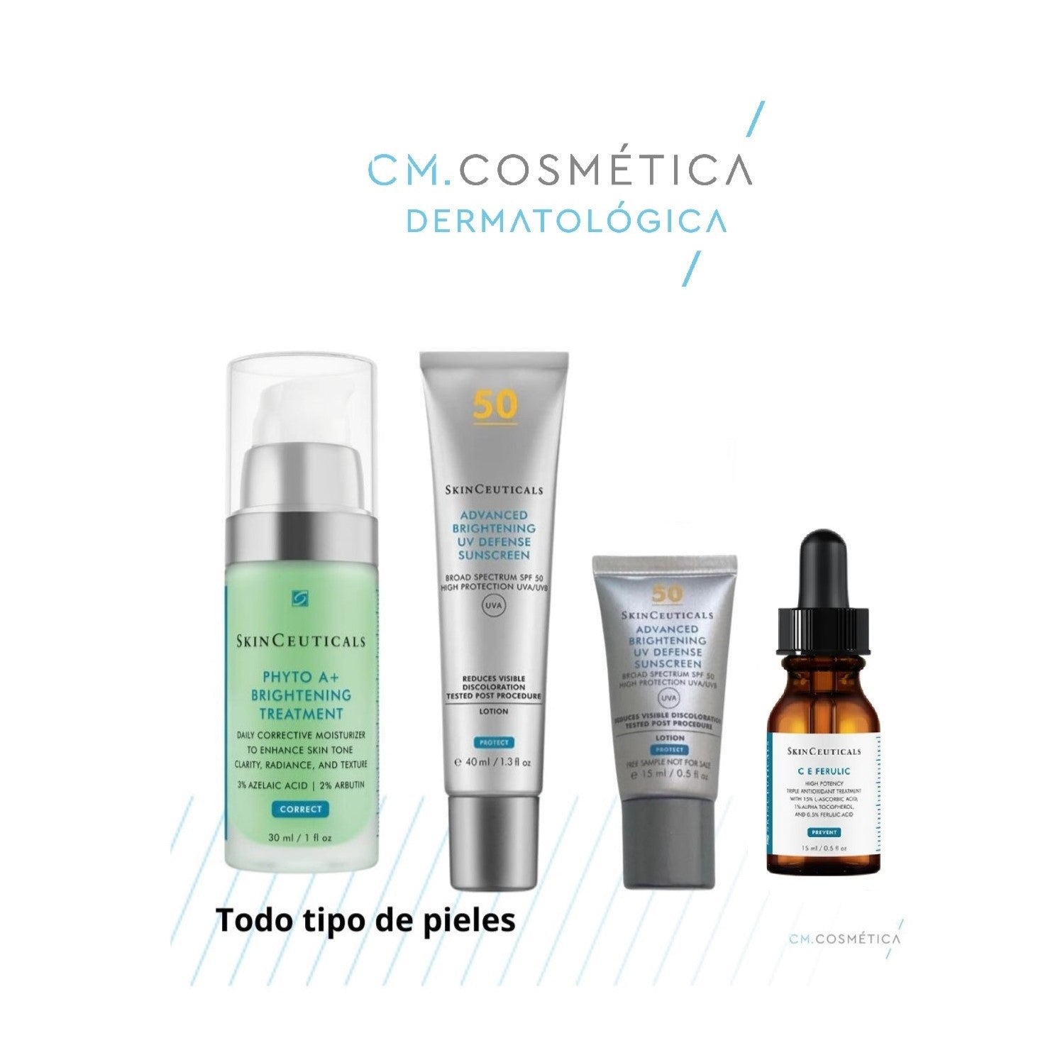 Phyto A+ Brightening (30ml) + Advanced Brightening SPF 50 (40ml) + Advanced Brightening SPF 50 (15ml) + C E ferulic (15ml) PACK ANTIMANCHAS