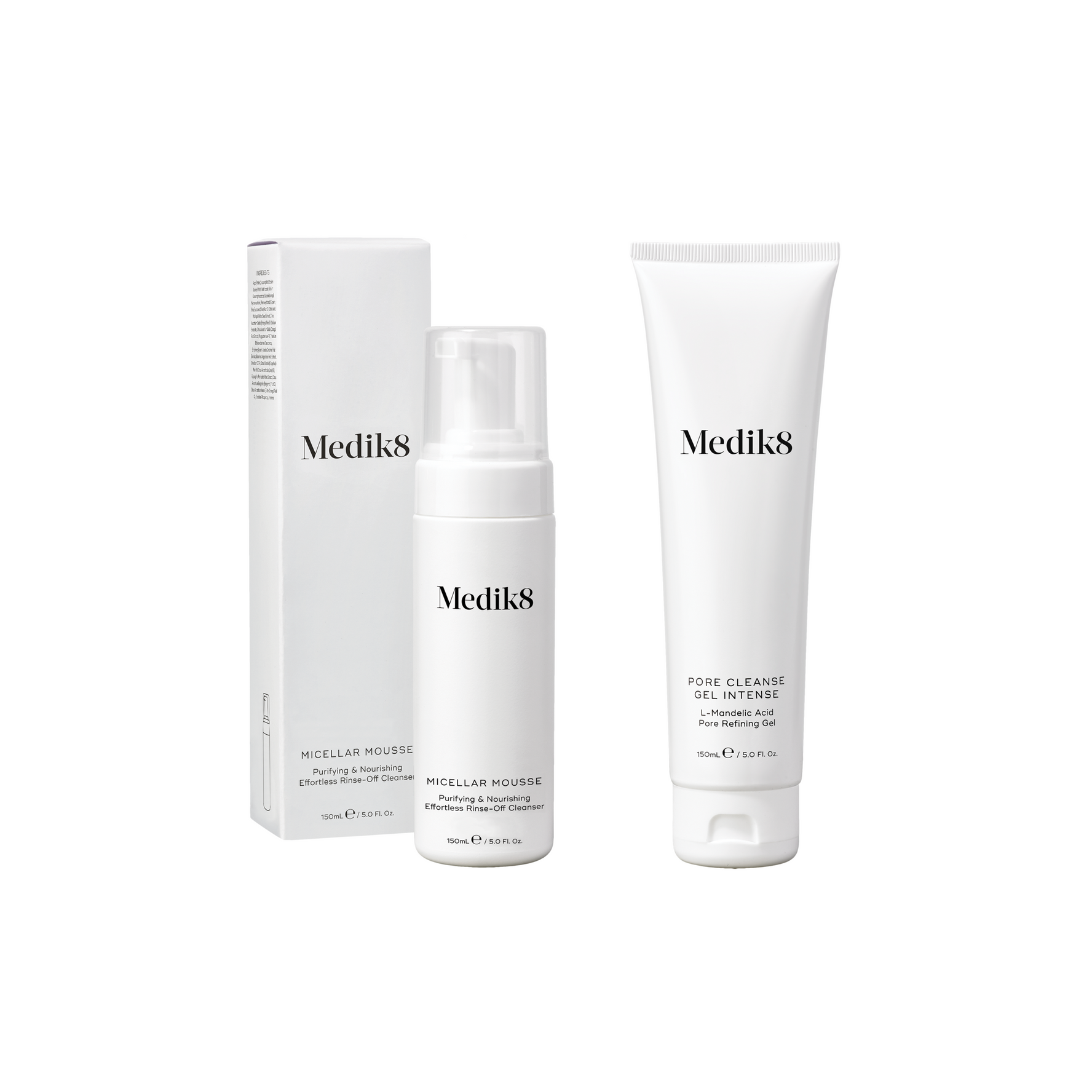 Medik8 Doble Limpieza Para Piel Grasa: Pore Cleanse Gel Intense (150ml) + Micellar Mousse (150ml)