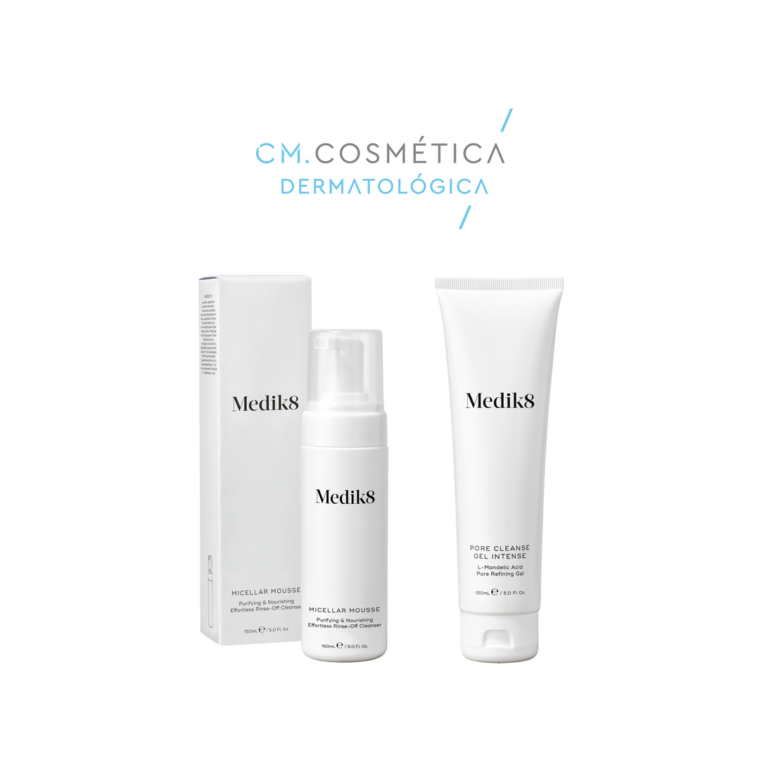 Medik8 Pack Doble Limpieza Para Piel Grasa: Pore Cleanse Gel Intense (150ml) + Micellar Mousse (150ml)