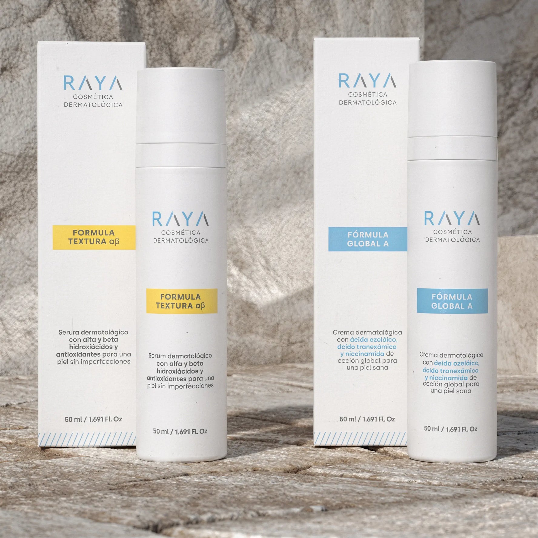 PACK REJUVENECIMIENTO: Fórmula Textura  α β. + Fórmula Global A. de RAYA Cosmética Dermatológica + REGALO: Neceser