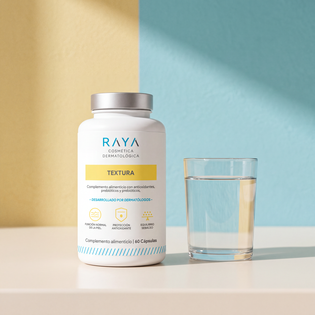 RAYA Cosmética Dermatológica Textura con Mioinositol, Té Verde, Probióticos y Zinc (60 cápsulas)