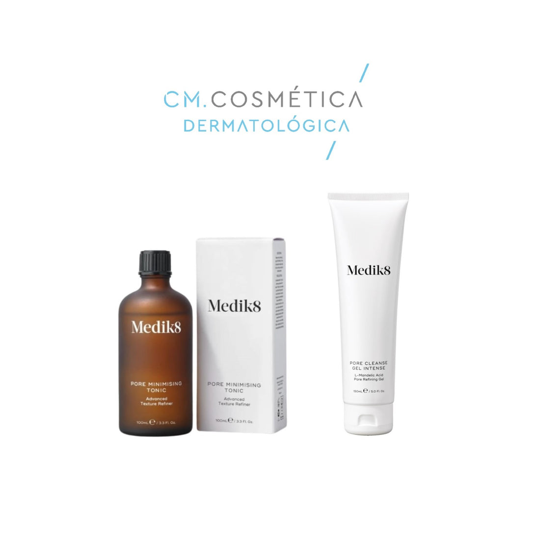 Medik8 Pack Limpieza +Tónico Para Poros Dilatados: Pore Minimising Tonic (100ml) + Pore Cleanse Gel Intense (150ml)