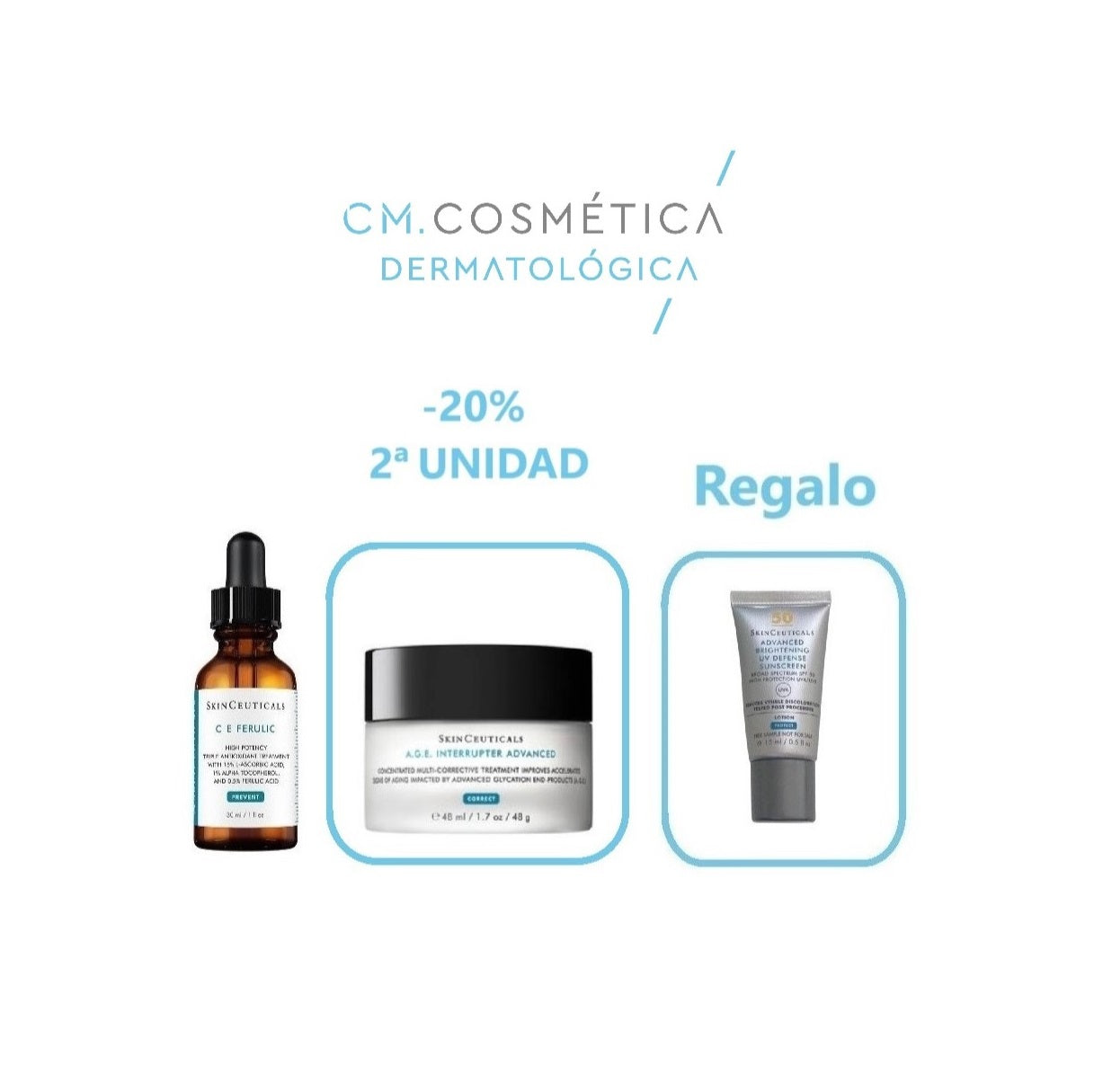 Cofre Global  Antiedad C E Ferulic (30ml) + A.G.E Interrupter Advanced  (48ml) + Advanced brightening SPF (15ml)