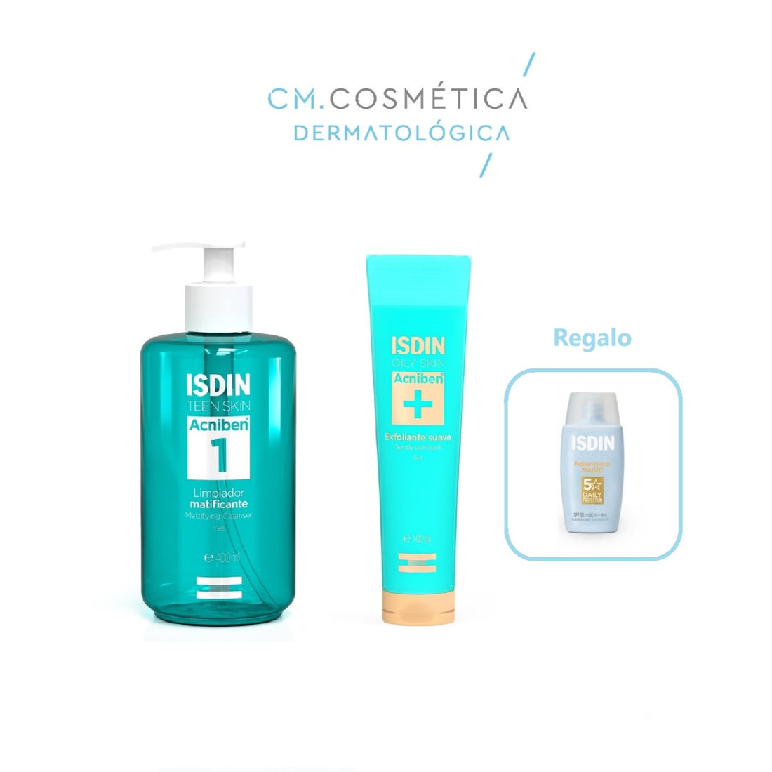 ISDIN Acniben Limpiador matificante (400ml) + Acniben Exfoliante Suave (100ml) PACK + Regalo: ISDIN Fusion Water Magic SPF 50 (10ml)