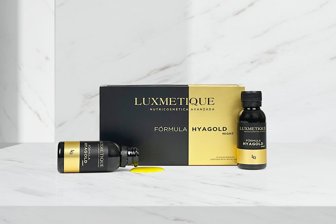 Luxmetique Proage Night Serum (30ml)+Luxmetique Fórmula Hyagold Night (15x30ml Viales Bebibles) PACK