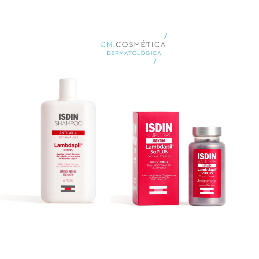 ISDIN Shampoo Lambdapil Anticaída (400ml)+ISDIN Lambdapil 5α Plus Cápsulas (60 compromidos) PACK