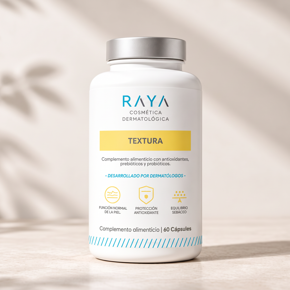 RAYA Cosmética Dermatológica Textura con Mioinositol, Té Verde, Probióticos y Zinc (60 cápsulas)