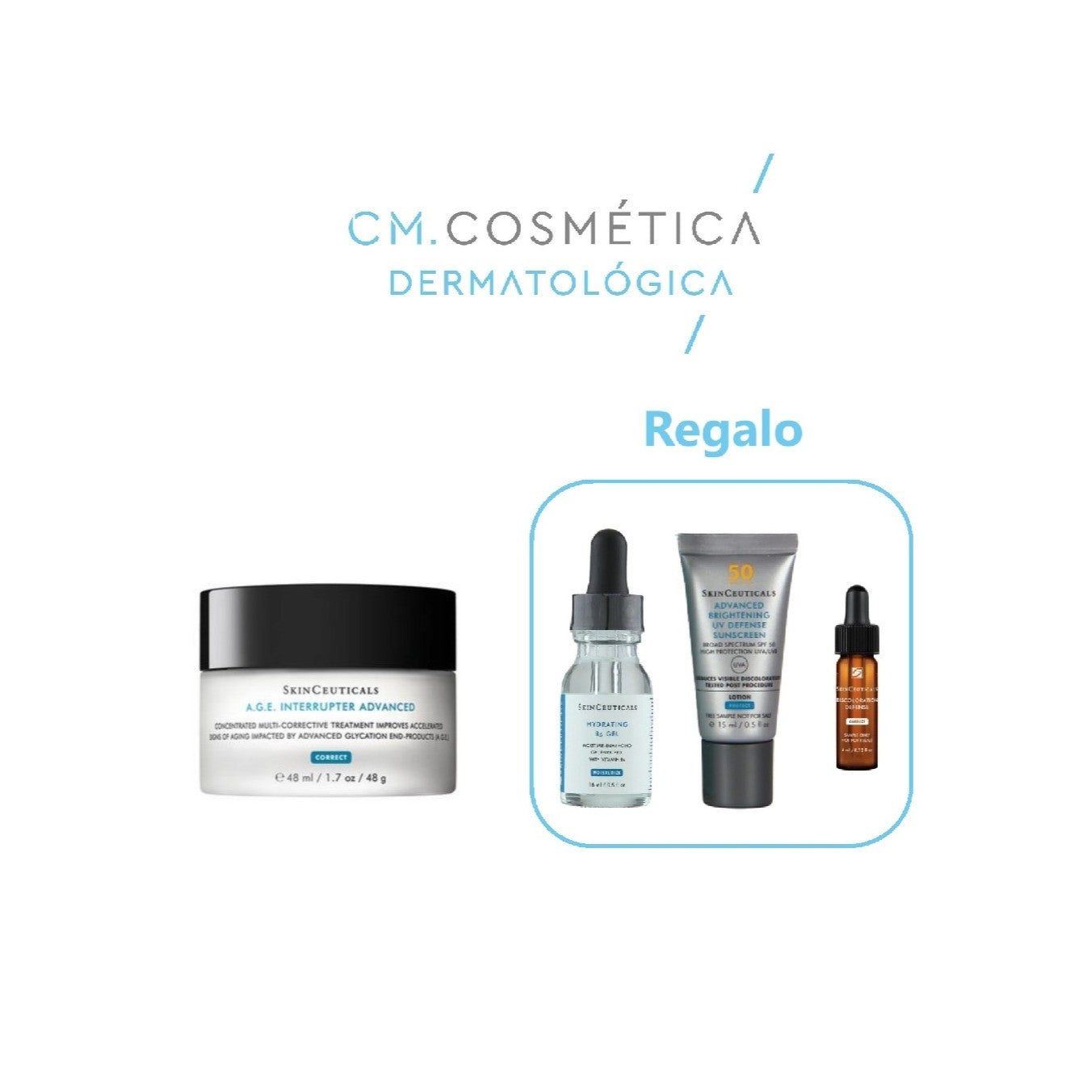Skinceuticals A.G.E Interrupter Advanced (48ml) + REGALO: Hydrating B5 (15ml) + Discoloration Defense (4ml) + Advanced Brightening  SPF 50 (15ml)